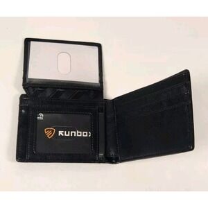 Runbox‎ Black Wallet Slim Leather 2 ID Windows (13B2)